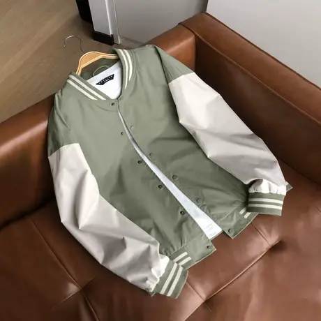 唐狮秋季新款男棒球领外套简约拼接夹克青少年休闲百搭上衣潮TM商品大图