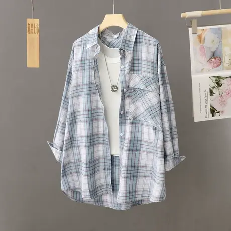 中长款衬衫外套女春秋季2023年新款休闲学院风衬衣长袖开衫秋上衣商品大图