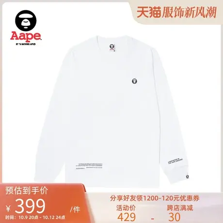 Aape旗舰店男装秋冬简约猿颜徽章字母印花圆领宽松长袖T恤1369XXL商品大图