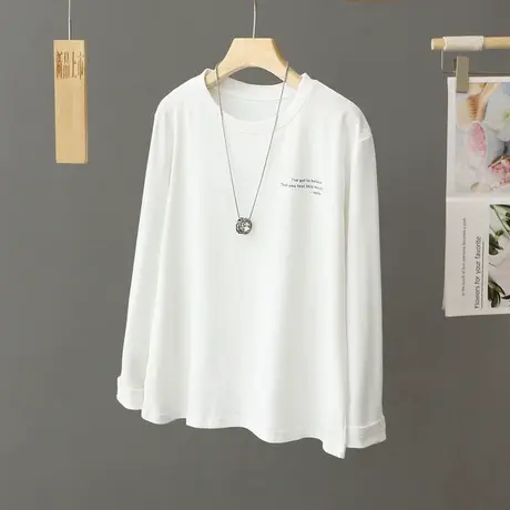 2023秋季新款设计感插肩袖修身打底衫女秋冬正肩纯棉长袖T恤上衣商品大图