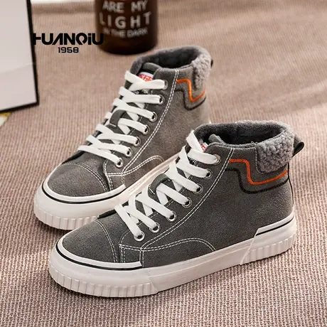 环球冬季百搭高帮保暖加绒棉鞋女ins潮休闲平底东北雪地靴潮短靴商品大图
