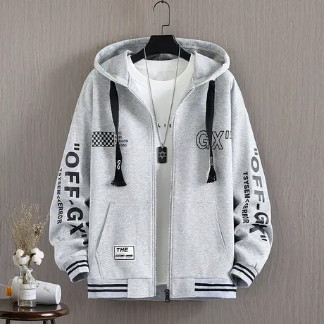 开衫卫衣男秋冬款潮牌运动休闲上衣潮流套装男士加绒夹克百搭外套图片