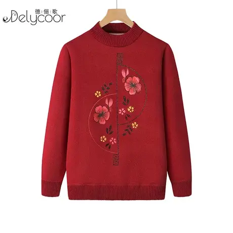 妈妈冬季打底衫加厚保暖毛衣中老年人奶奶秋冬女装一体加绒衣服商品大图