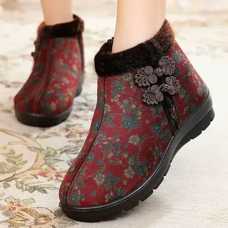 冬季女鞋老年人鞋子80岁奶奶鞋平底女老人冬天穿的轻便老北京布鞋商品大图