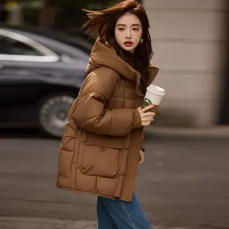 时尚气质百搭加厚保暖棉服女士2023年冬季新款休闲通勤短款外套图片