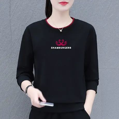 恋上17号薄款圆领卫衣女士外套2023年新款春秋季中年妈妈时尚宽松商品大图