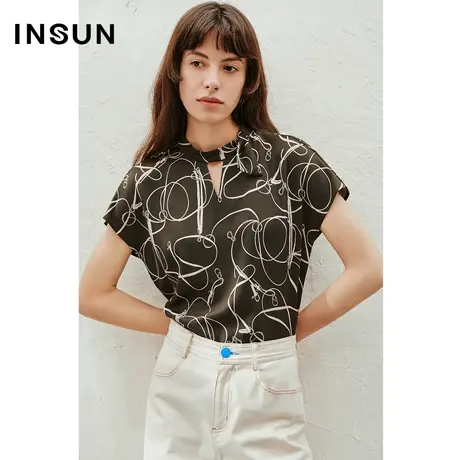 INSUN恩裳线上专选夏季抽象艺术花卉印花衬衫商品大图