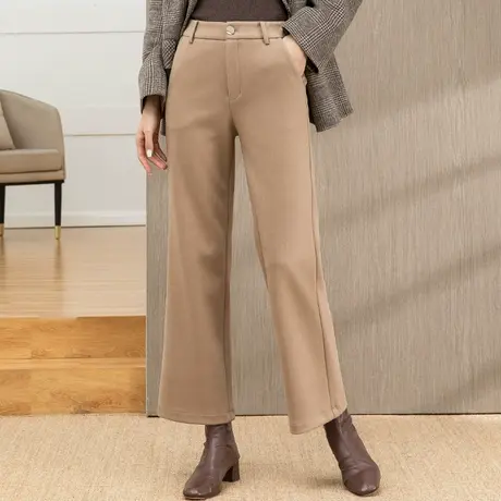 毛呢微喇裤女秋冬2023新款裤子冬季喇叭裤女裤冬九分裤阔腿西装裤商品大图