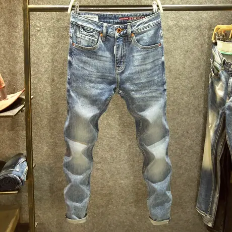 高端面料赤耳丹尼牛仔裤男潮牌水洗直筒裤休闲百搭青年修身裤子男商品大图