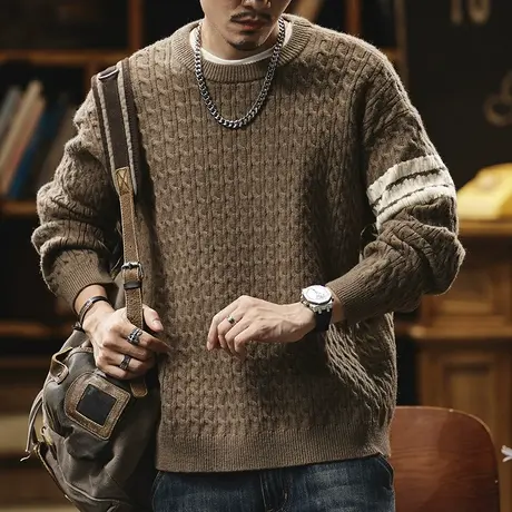 舒适潮流针织衫毛衣男款冬季宽松百搭保暖毛衣外套男毛衣图片