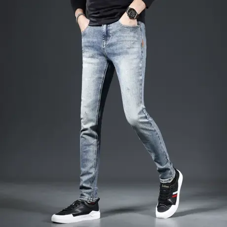 香港高端蓝色牛仔裤男款2023新款春秋季潮牌弹力百搭男士裤子青年商品大图