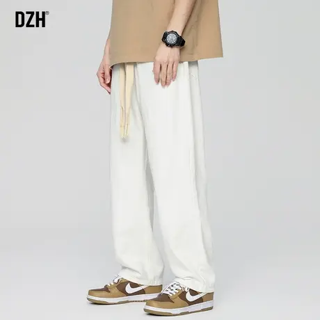 男士白色直筒裤垂感高级感百搭裤子男秋季潮牌宽松休闲裤男白裤子商品大图