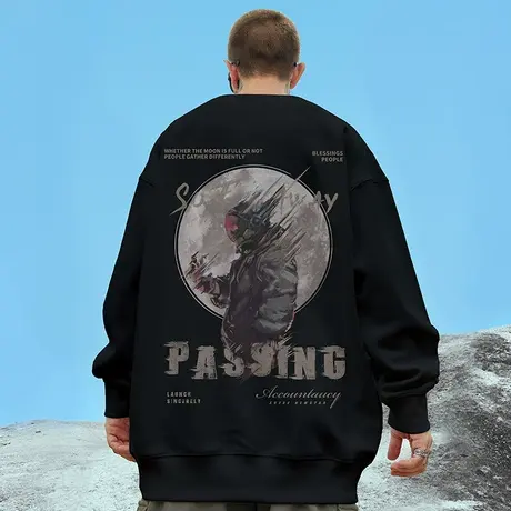 oversize无帽联名nasa胖子宽松加绒加肥加大卫衣男2025纯棉秋冬款商品大图