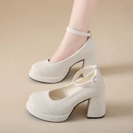 法式复古玛丽珍鞋女2023年新款高级气质显瘦高跟鞋粗跟配裙子单鞋商品大图