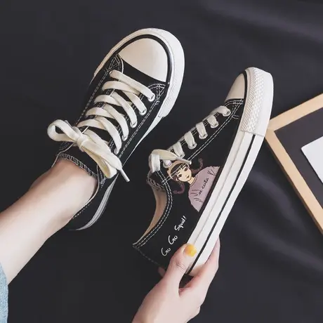 帆布鞋子女2023潮鞋春季新款少女韩版学生百搭ulzzang低帮板鞋ins商品大图