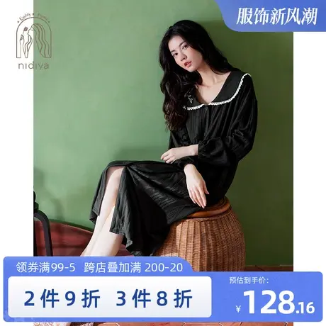 妮狄娅睡衣睡裙女秋季纯棉长袖娃娃领宽松版可外穿春秋款家居服商品大图