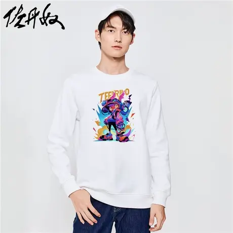 佐丹奴联名卫衣男春季新款加绒潮酷动漫印花套头抓绒衣男91093361图片