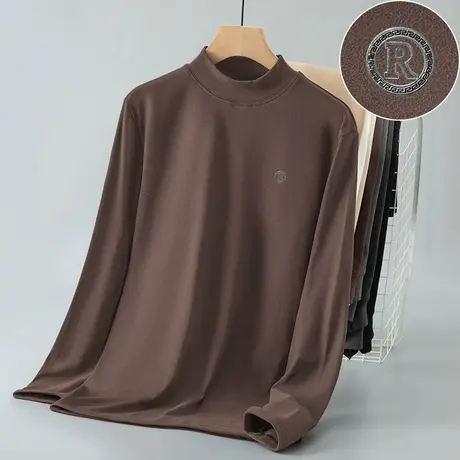 德绒长袖t恤男装秋冬季保暖半高领内搭打底衫双面绒中领秋衣小衫商品大图