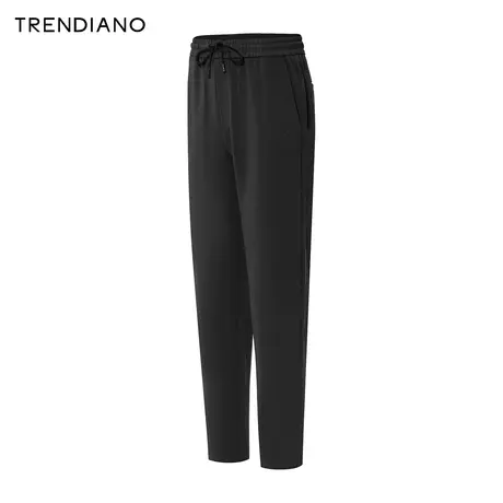 TRENDIANO简约百搭休闲直筒裤2024年春季新款时尚刺绣长裤男生商品大图