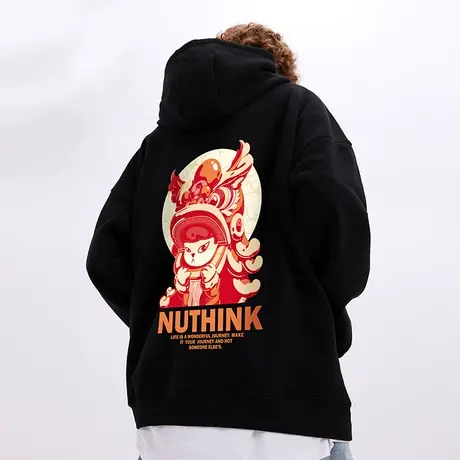 Nuthink新年过年拜年兔年本命年醒狮卫衣男潮牌冬季加绒加厚外套商品大图