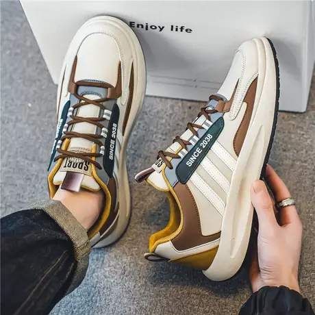 男鞋春季2024新款潮牌百搭高级感青少年运动休闲厚底小白老爹潮鞋商品大图