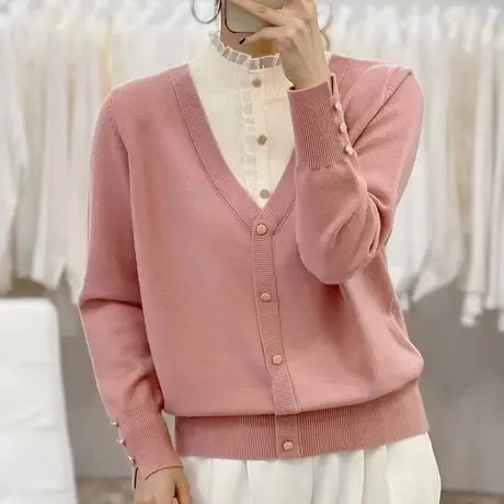 假两件半高领毛衣女款2024春季新款爆款内搭针织打底衫洋气百搭女商品大图