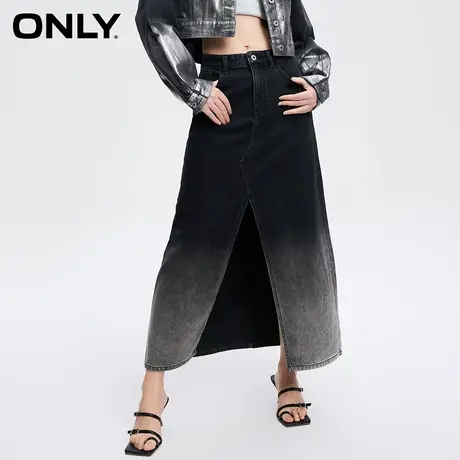 ONLY奥莱春季新款通勤气质开衩高腰长款牛仔半身裙女图片