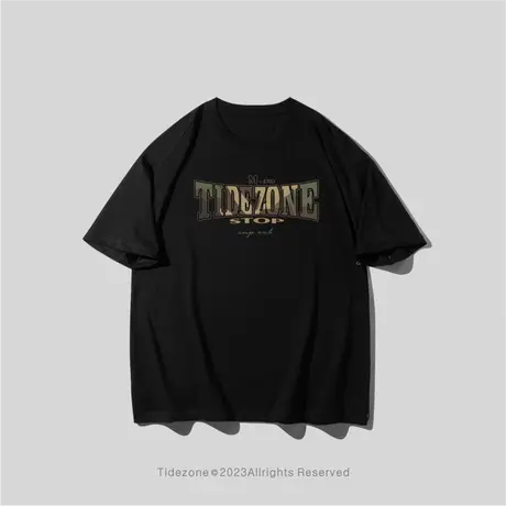 Ohlyah美式复古短袖T恤男涂鸦字母半袖宽松圆领学生潮牌溜肩体恤图片