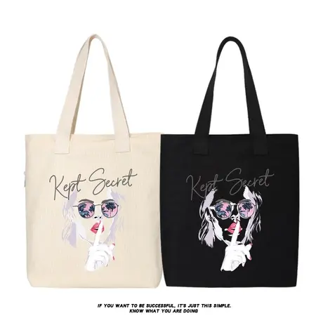 秀洛小秘密帆布包大学生自习室大容量补课班背包单肩包韩版帆布袋商品大图