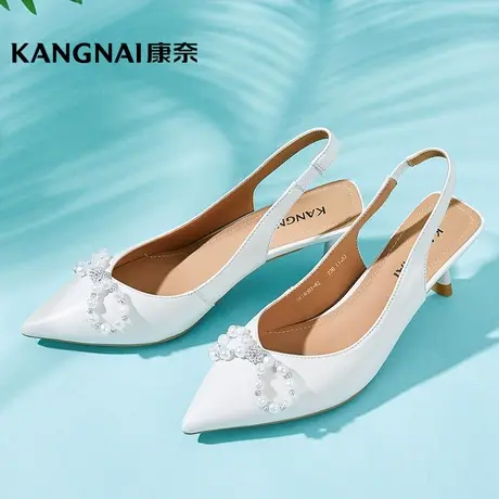 康奈女鞋时尚都市女士单鞋凉鞋新款包头水钻仙女风高跟鞋商品大图