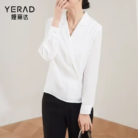 娅丽达西装领衬衫女2024春季新款设计感气质通勤上衣雪纺长袖衬衣商品大图