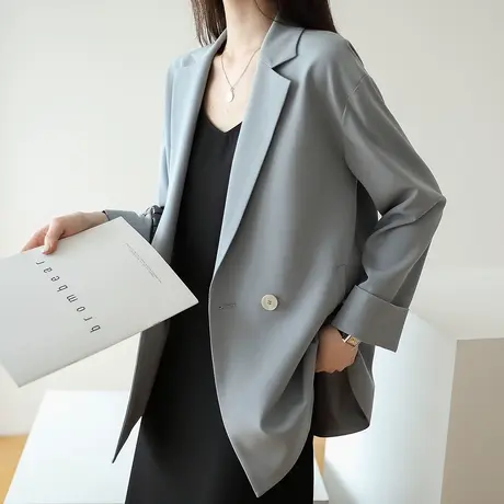 西装外套女春秋季韩版英伦风网红休闲设计感小西服上衣短款小个子商品大图