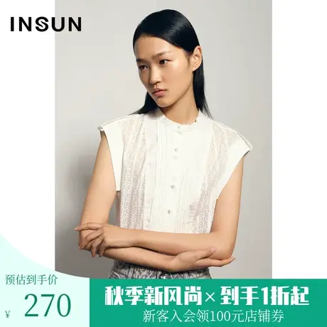 恩裳夏季时尚简约棉质休闲轻商务修身显瘦无袖衬衫女薄款商品大图