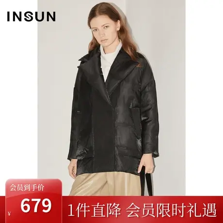 【奥莱专享】恩裳COVER冬2022经典一手长亮丝设计白鸭绒羽绒服图片