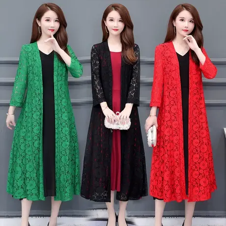 中长款防晒衣蕾丝开衫女夏季镂空配裙子外搭薄款外套大码外披风潮图片