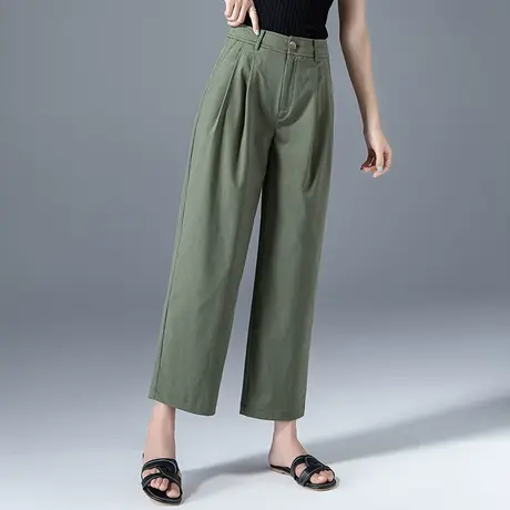 高腰西装裤女夏季薄款女裤冰丝哈伦裤2023新款裤子休闲九分阔腿裤商品大图