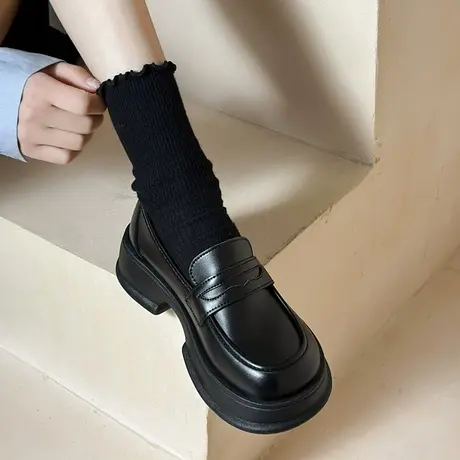 玛丽珍小皮鞋女厚底英伦风2024新款复古法式赫本单鞋配裙子乐福鞋图片