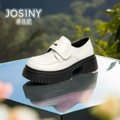 卓诗尼乐福鞋女2024春季新款厚底粗跟小皮鞋商场同款4Q2A23521商品大图