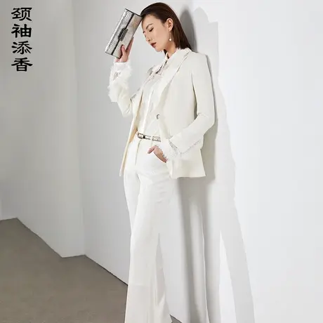 颈袖添香2023新款气质女神范职业装套装女白色小西装正装西服图片