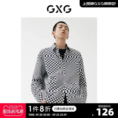 GXG男装 2022年春季新品商场同款浪漫格调系列格纹衬衫图片