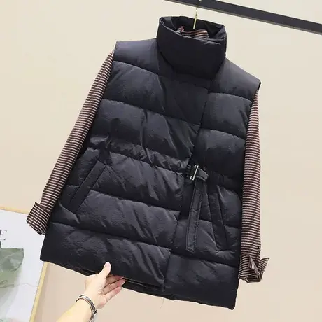 2023新款时尚气质短款收腰显瘦羽绒棉马甲女加厚立领休闲背心外套图片
