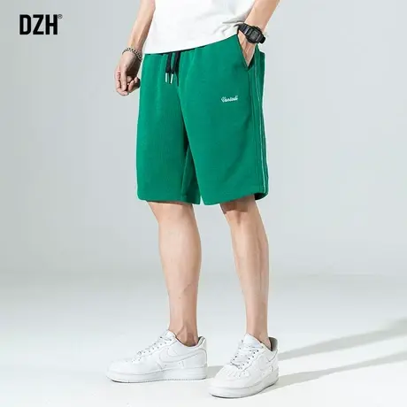 男士绿色休闲短裤男夏外穿潮牌ins五分裤宽松运动裤夏季宽松中裤商品大图