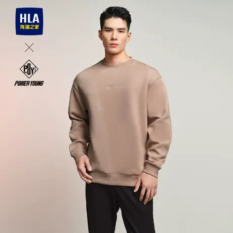 HLA/海澜之家POWER YOUNG系列卫衣2024秋季新款圆领刺绣长袖男士图片