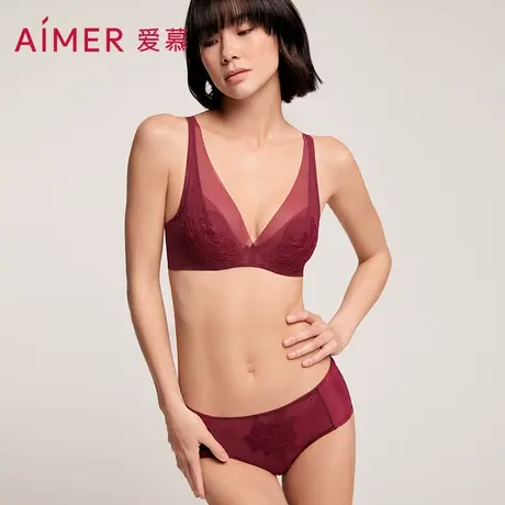 【直播间红品套装】爱慕花瓣内衣大胸显小透气蕾丝刺绣文胸内裤图片