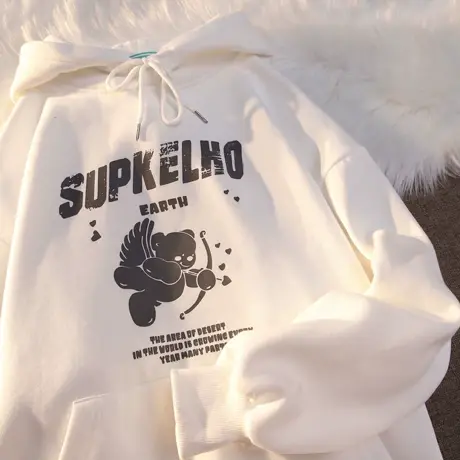 2021美式oversize连帽卫衣女宽松潮ins慵懒风bf薄款灰色chic上衣商品大图