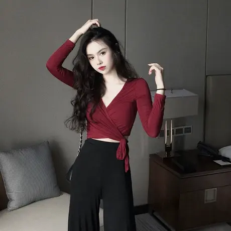 短款长袖上衣jazz跳舞服爵士舞蹈服女性感韩国女团同款嘻哈演出服图片