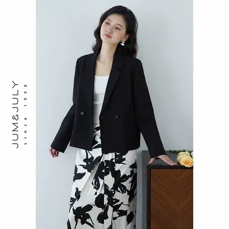 嘉茱莉通勤休闲西装外套女2025新款小个子短款西服上衣垫肩西装图片