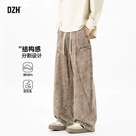 男生卡其色裤子男纯棉美式复古2025新款秋季休闲裤直筒长裤百搭潮商品大图