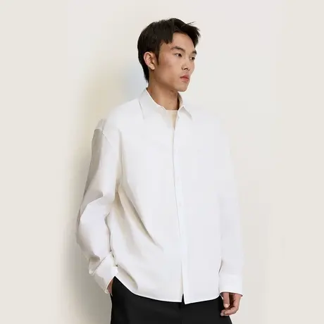 TRENDIANO弹力锦棉纯色衬衫男士长袖衬衣1SM2010190商品大图