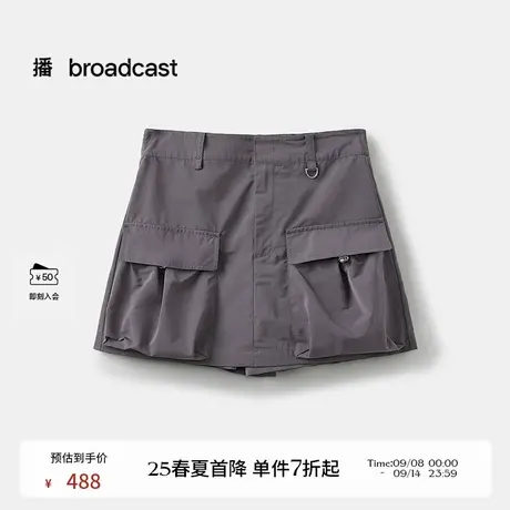 播商场同款美式宽松工装裤女25夏季新款独特直筒短裤BDS2KD2687商品大图